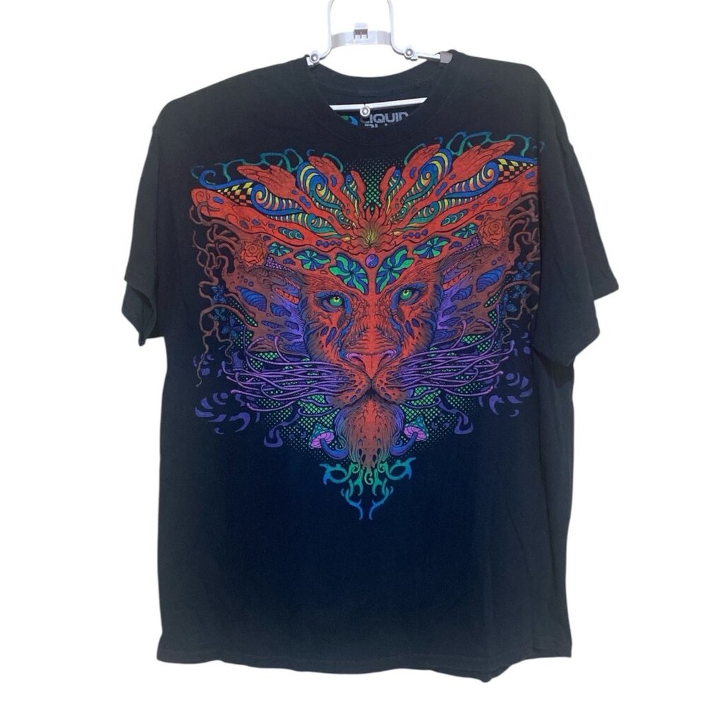 Liquid Blue Lion Graphic Print T Shirt Men Size XL